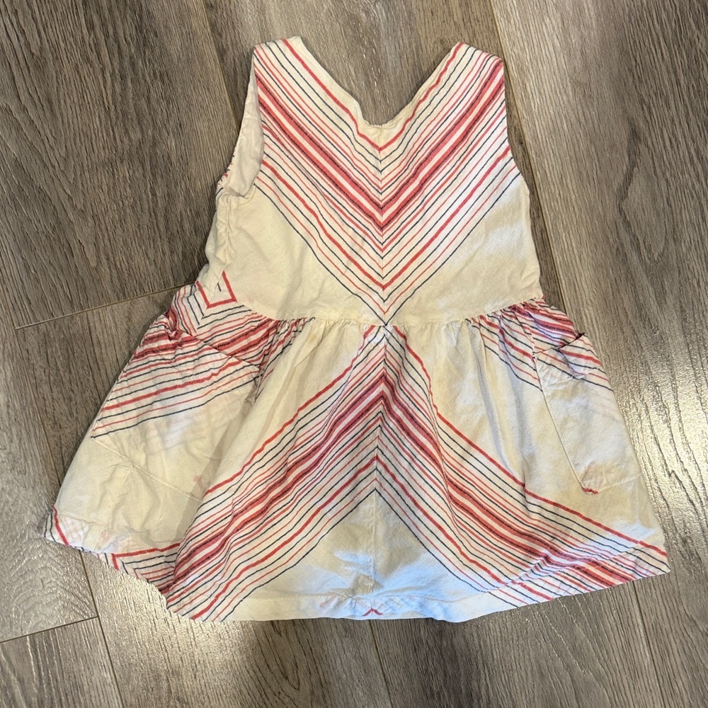 Oshkosh Chevron Vintage Baby Dress in Red and White